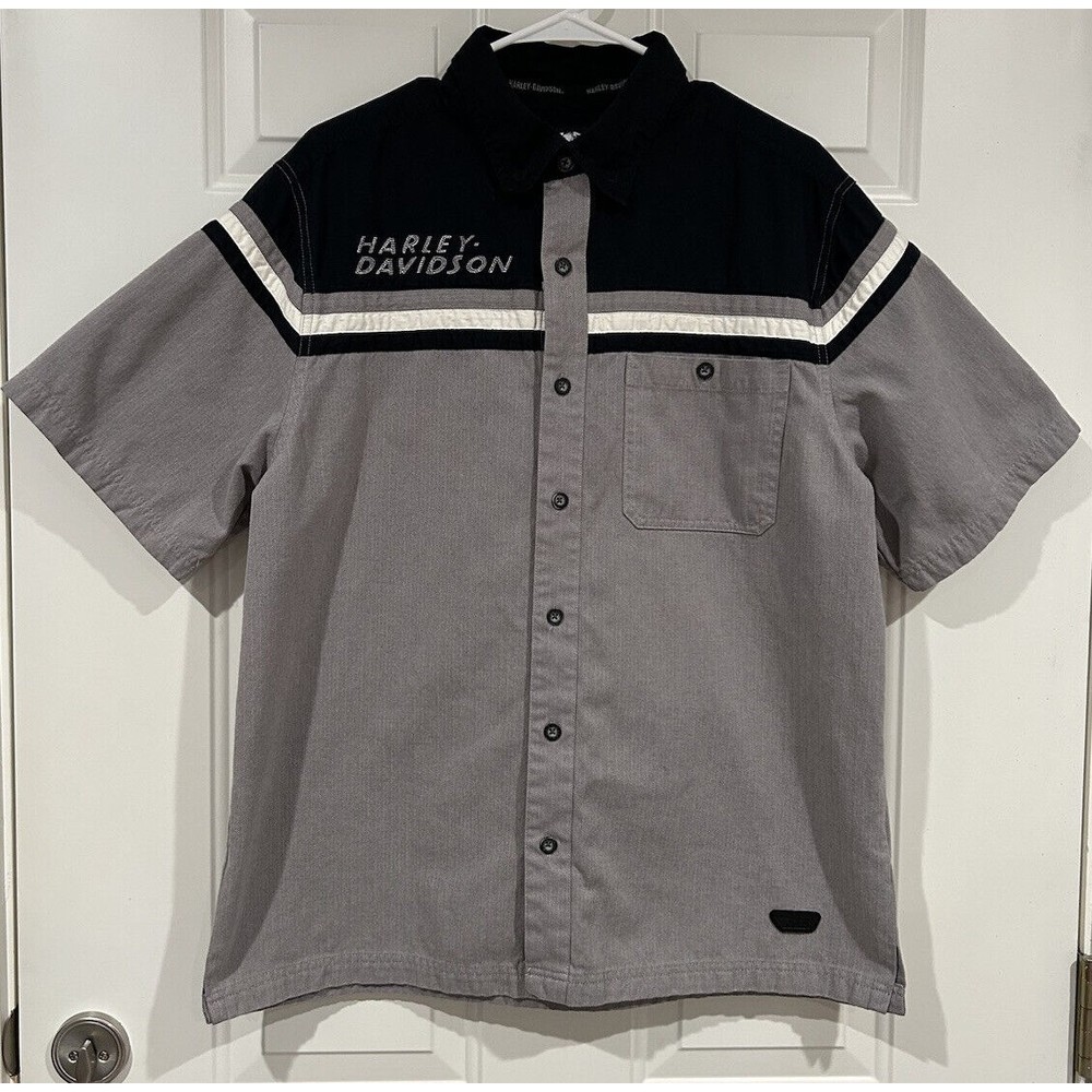 Harley Davidson Mens Short Sleeve Shirt Genuine Motor Clothes Sz - Large